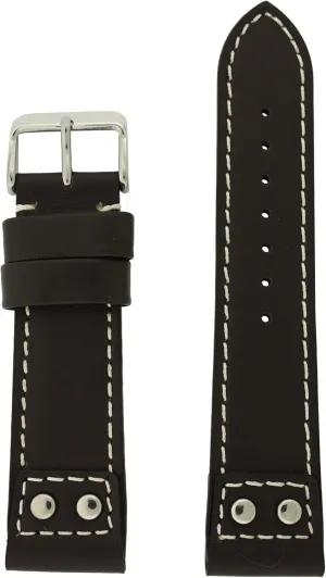 Band Black White Stitching dispute bequest poem narcotic 24mm Genuine Leather Pilot Style Watch 