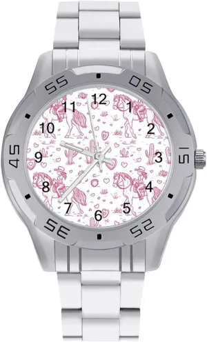 Band Business Watch Dress Wrist Unique increasingly Luxury Work Casual Waterproof Watches Girls on Horse Back and Cactus Simple Stainless Steel 