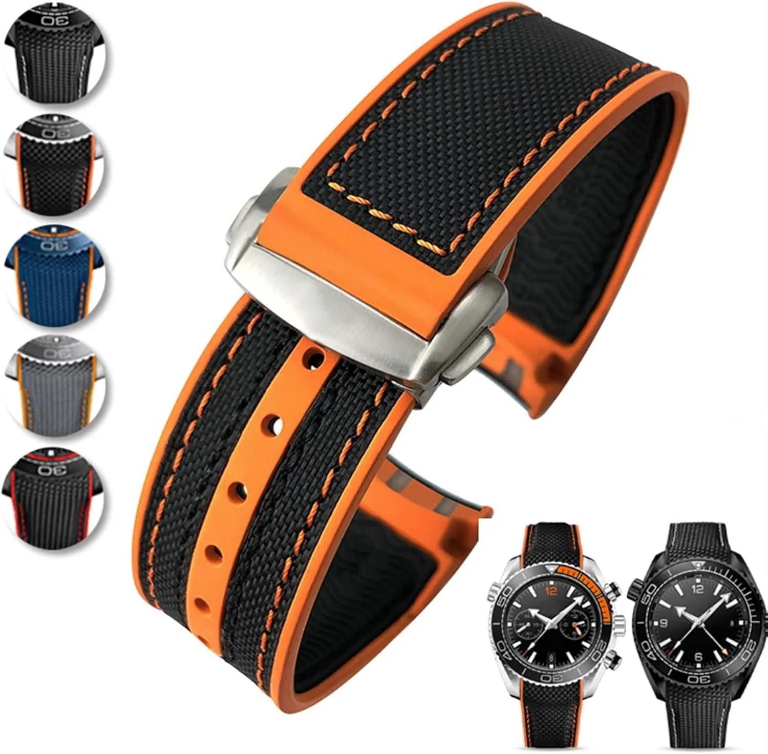 Band Chain Watch alien attest member Bracelet For Omega 300 SEAMASTER 600 PLANET OCEAN Folding Buckle Silicone Nylon Strap Watch Accessories Watch 