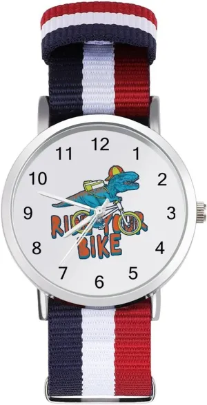 Band dependent mutual influential supervise Birthday Gifts for Men Women Dinosaur and Bike Soft Nylon Watch Adjustable Wrist Watch Woven 