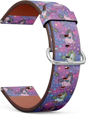 Band (Exotic White Plumeria Flowers Colorful) Replacement charm Leather Strap Bracelet for Women, Men 18mm Quick Release Leather Watch 