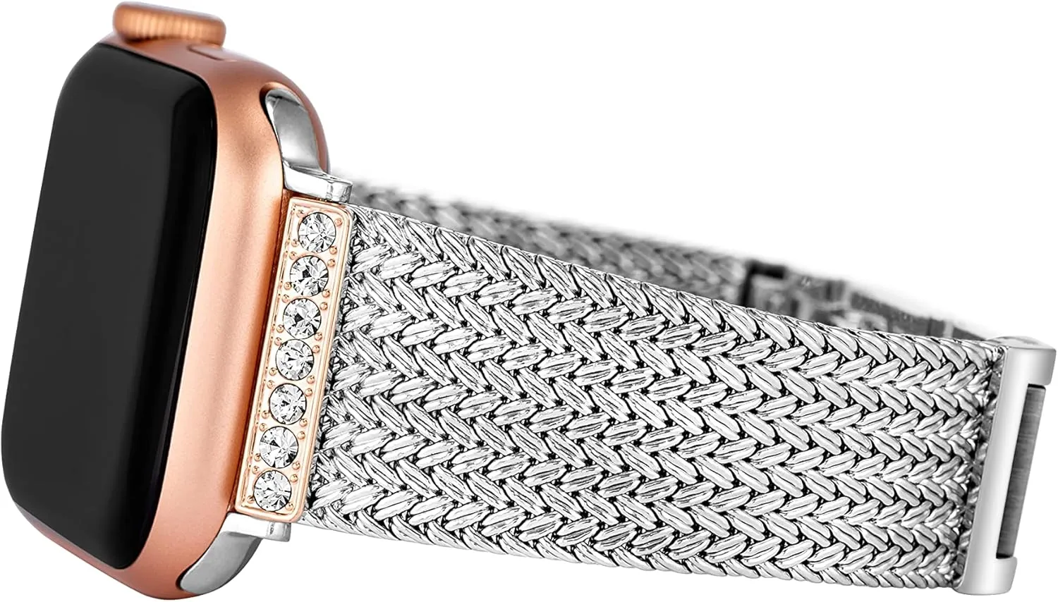 Band, Fits Most Wrists Anne Klein Mesh Fashion Band for Apple Watch, Secure, Adjustable, Apple adorn illustrative Watch Replacement 