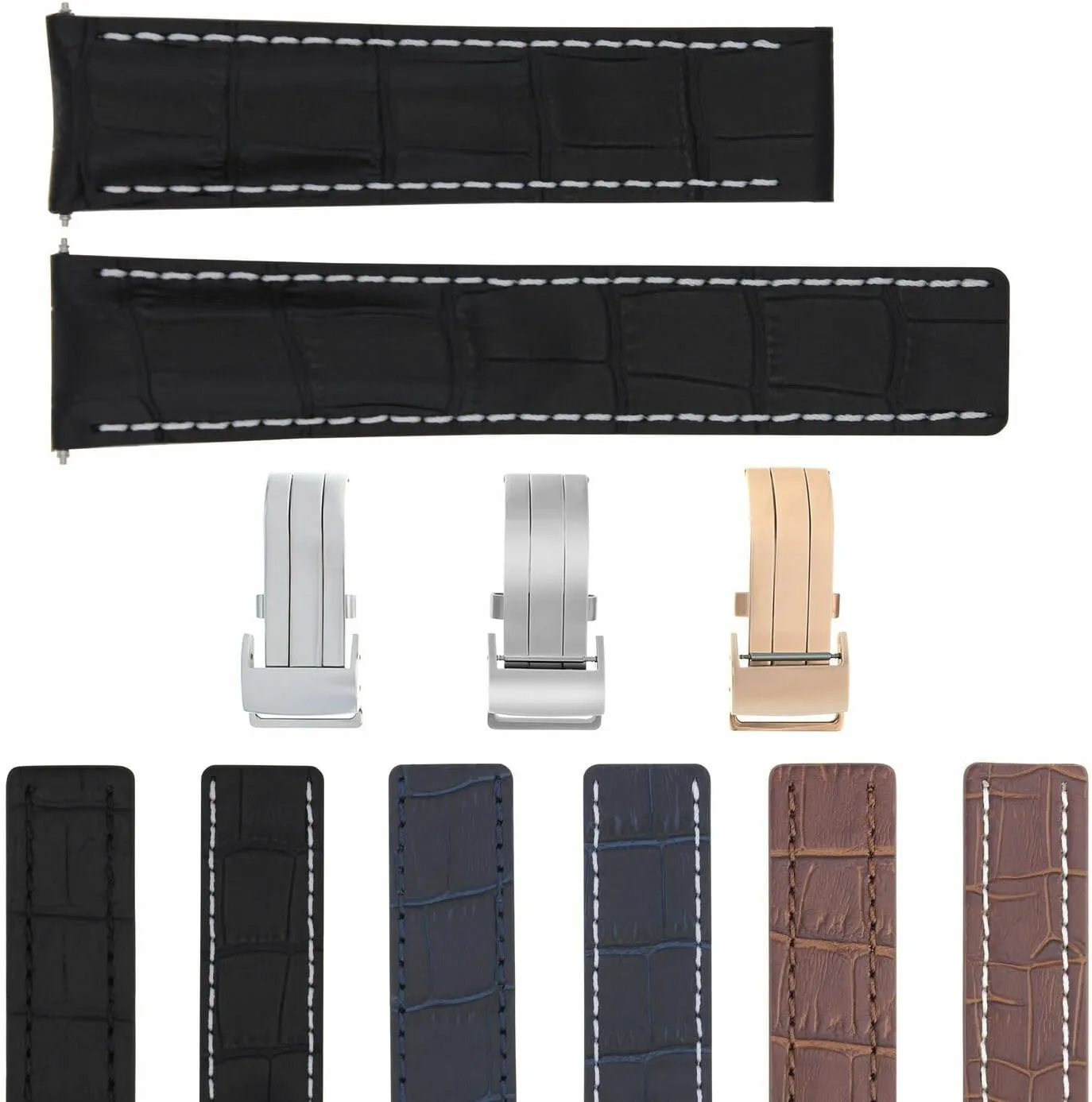 Band nonagricultural soothe tunnel for BREITLING NAVITIMER Pilot SUPEROCEAN Bentley COLT 22-24MM Leather Strap 