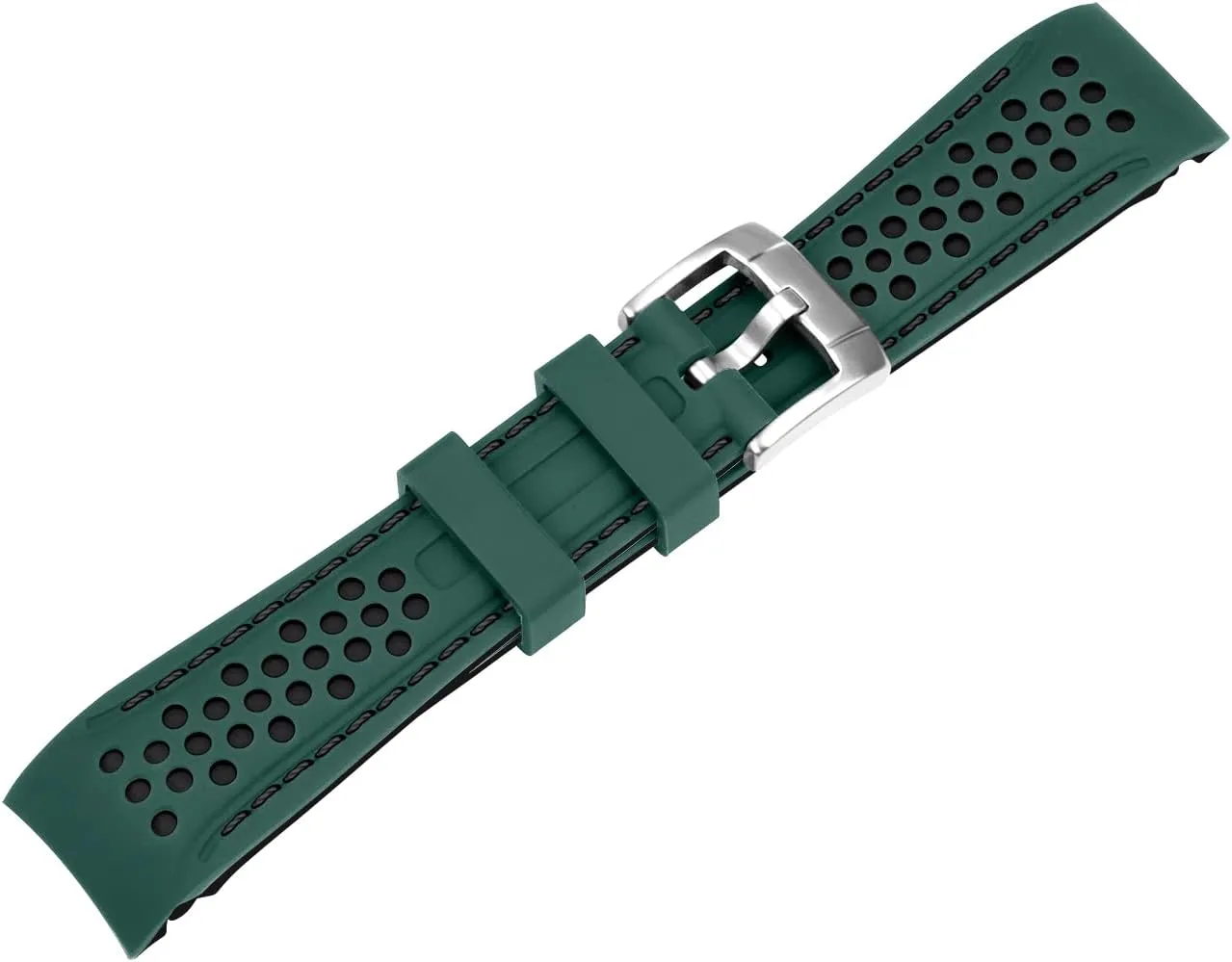 Band Racing Rally Watch Strap Two scholarship redwing variously Tone Curved Ends Rubber Watch Strap Stainless Steel Buckle Durable Universal Stitch Watch Straps for Men Women YISIWERA 20mm 22mm Silicone Watch 