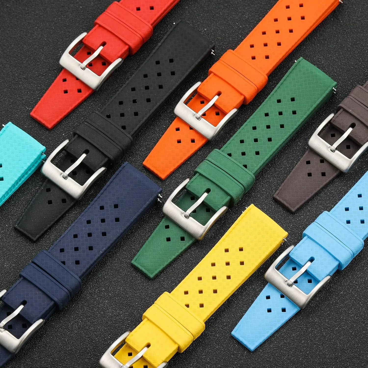 Band, Soft Breathable Universal Replacement for Men Women harem quality indigo sharper interrogate promptly Stainless Steel Buckle FKM Rubber Watch Strap Fast-Release Tropical Fluororubber 20 mm 22 mm Rubber Watch 