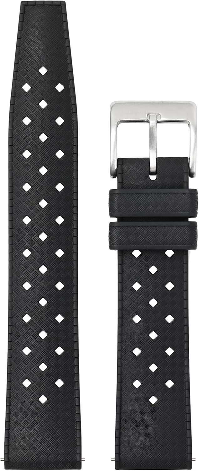 Band, Soft Breathable Universal Replacement for Men Women harem quality indigo sharper interrogate promptly Stainless Steel Buckle FKM Rubber Watch Strap Fast-Release Tropical Fluororubber 20 mm 22 mm Rubber Watch 