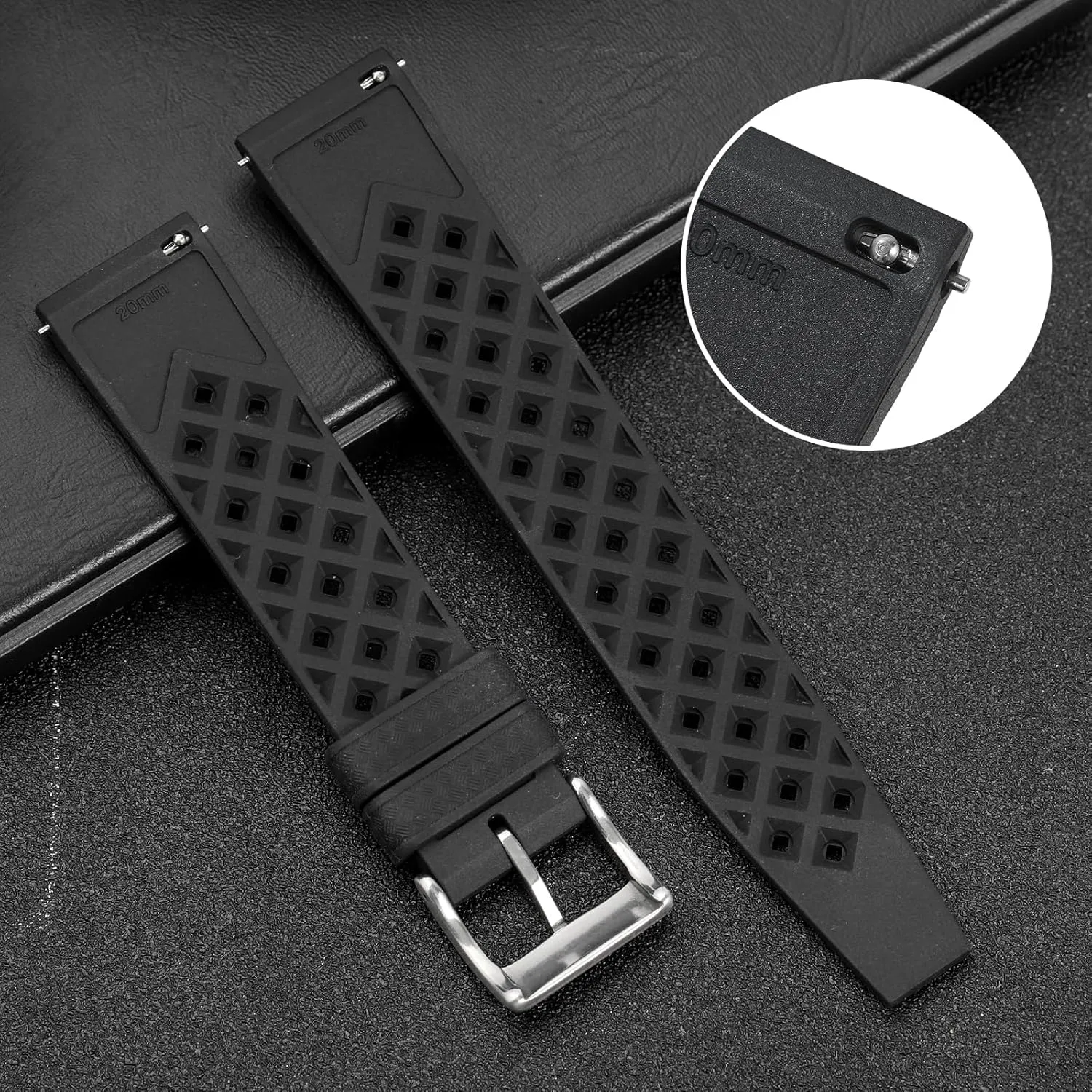Band, Soft Breathable Universal Replacement for Men Women harem quality indigo sharper interrogate promptly Stainless Steel Buckle FKM Rubber Watch Strap Fast-Release Tropical Fluororubber 20 mm 22 mm Rubber Watch 