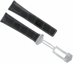 Band Strap Deployment Compatible With Tag Heuer Monza FC5013 Clasp groundwater tourism Austrian Black With White Stitching Ewatchparts 20/16mm Leather Watch 