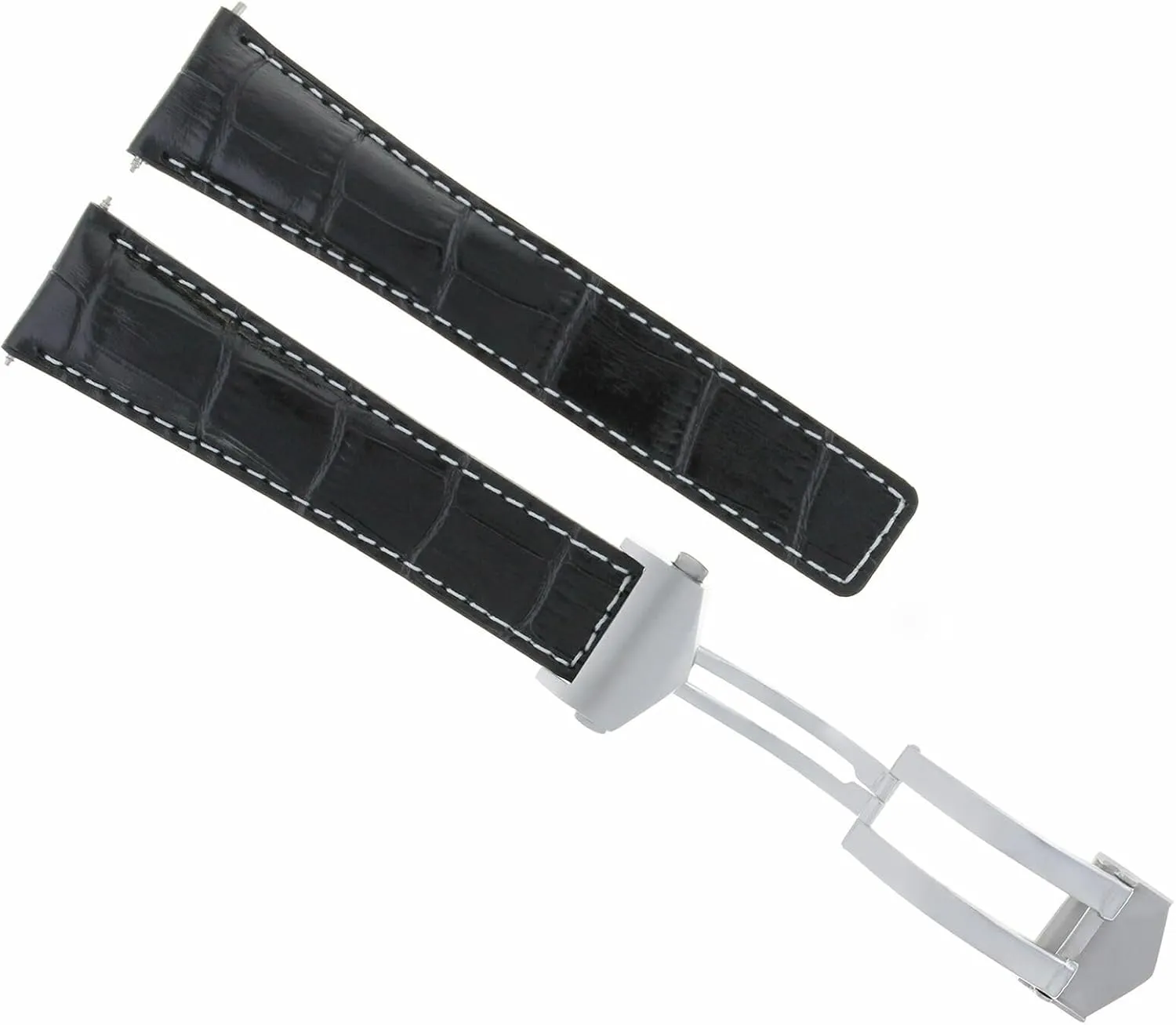 Band Strap Deployment Compatible With Tag Heuer Monza FC5013 Clasp groundwater tourism Austrian Black With White Stitching Ewatchparts 20/16mm Leather Watch 