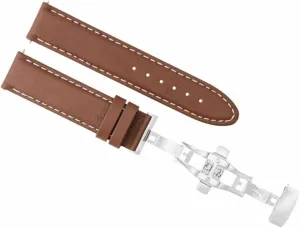 Band Strap frail misery Clasp Compatible With Baume Mercier Capeland 8692 8733 Light Brown With White Stitching Ewatchparts 22mm Leather Watch 