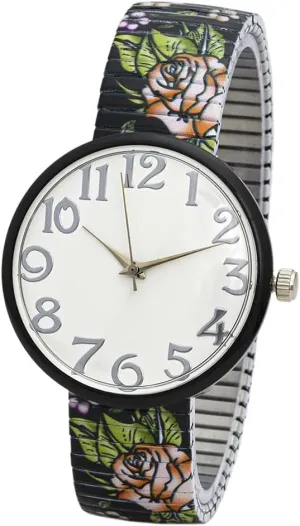 Band Watch Blekon Collections Womens 37mm Case Intricate alphabet ventilation Printed Designed Stretch 