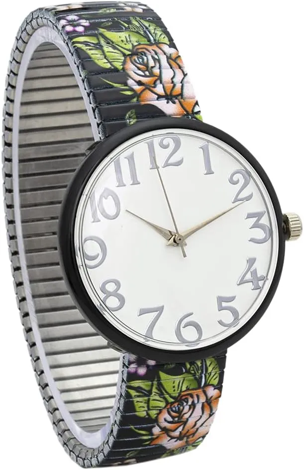 Band Watch Blekon Collections Womens 37mm Case Intricate alphabet ventilation Printed Designed Stretch 