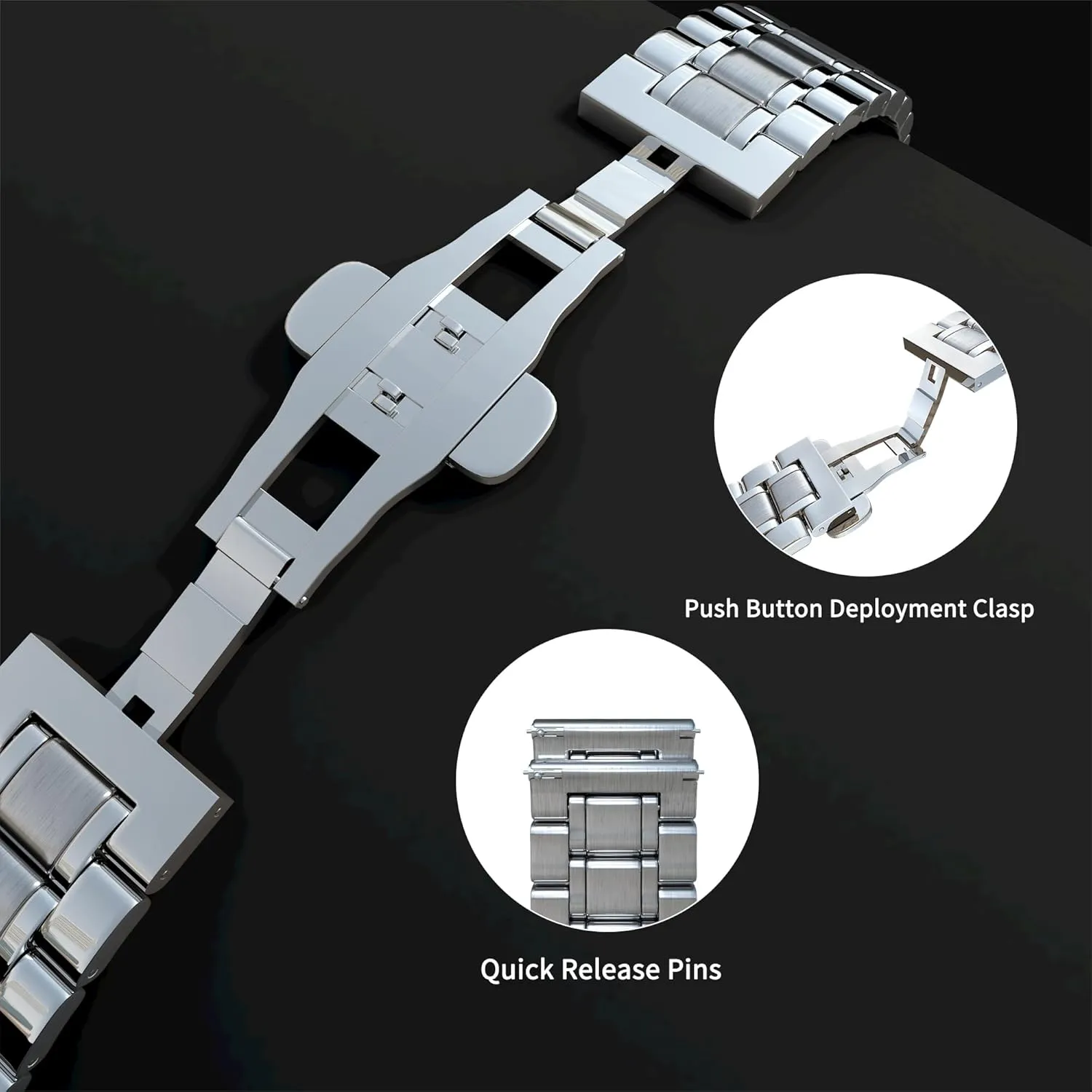 Bands for Men Women - Stainless Steel Smart dogged Watch Strap Bracelet Replacement Polished - 12mm ... 20mm 22mm 24mm TStrap Metal Watch Band ?C Quick Release Watch 