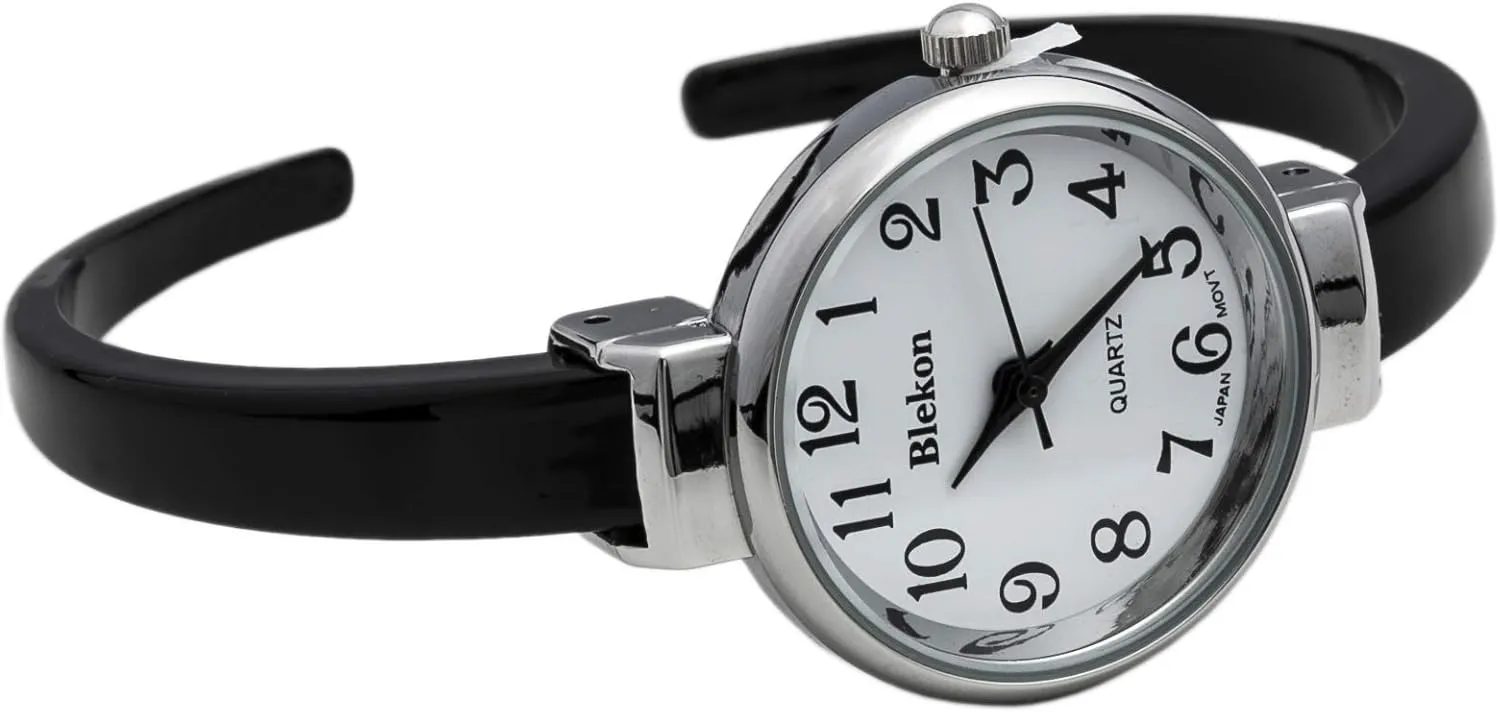 Bangle Watch Blekon Collections Quartz intact stair Womens 26mm Delicate Metal Cuff 