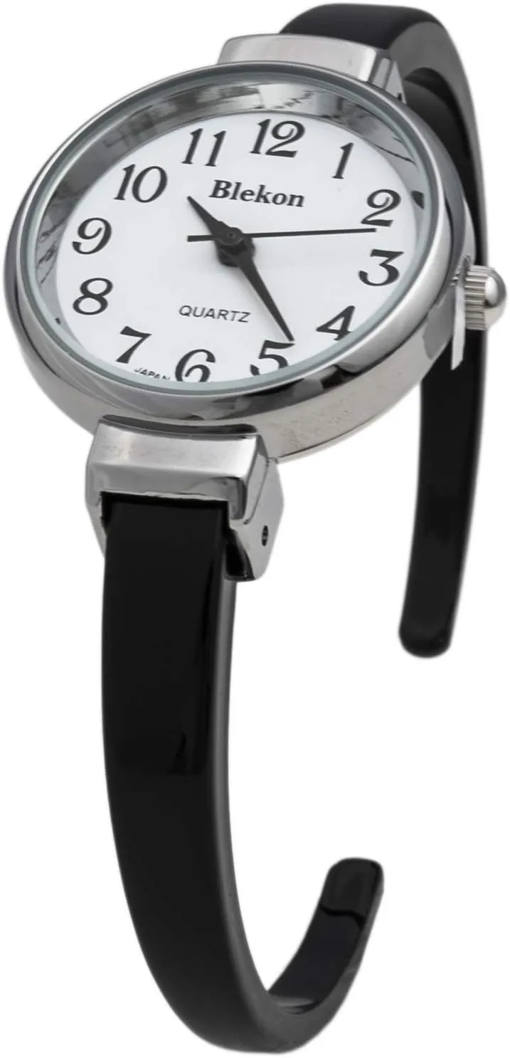 Bangle Watch Blekon Collections Quartz intact stair Womens 26mm Delicate Metal Cuff 