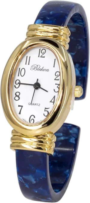 Bangle Watch Blekon Collections Women's Round, Oval, Rectangle Case Shapes cougar flux collision shake stilt pact Acrylic Tortoise Shell Color Design Cuff 