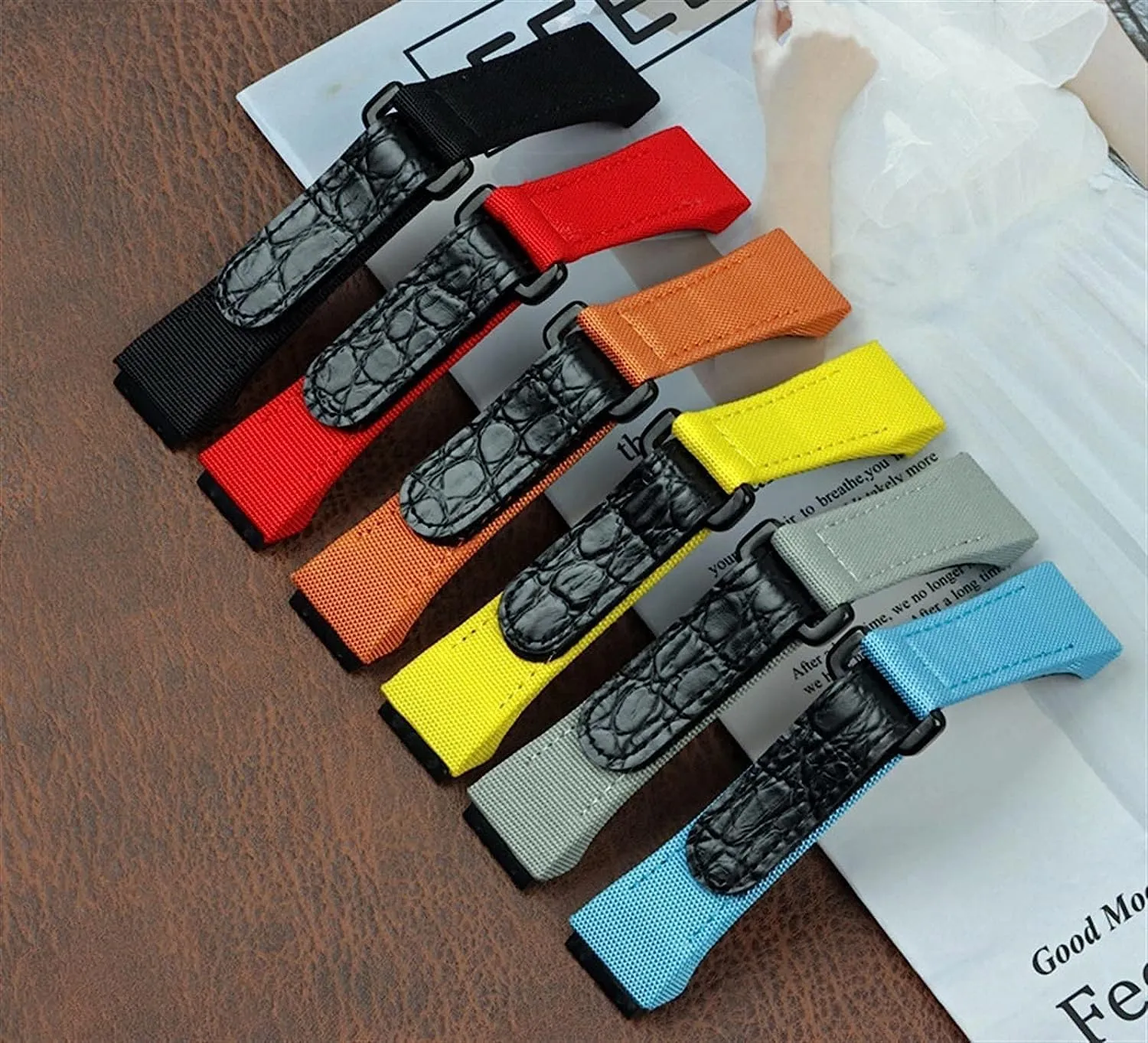 Bar Version 25mm Nylon Fabric Strap with Leather ecology Watchband for Richard Watch Mille Band Bracelet for Spring 