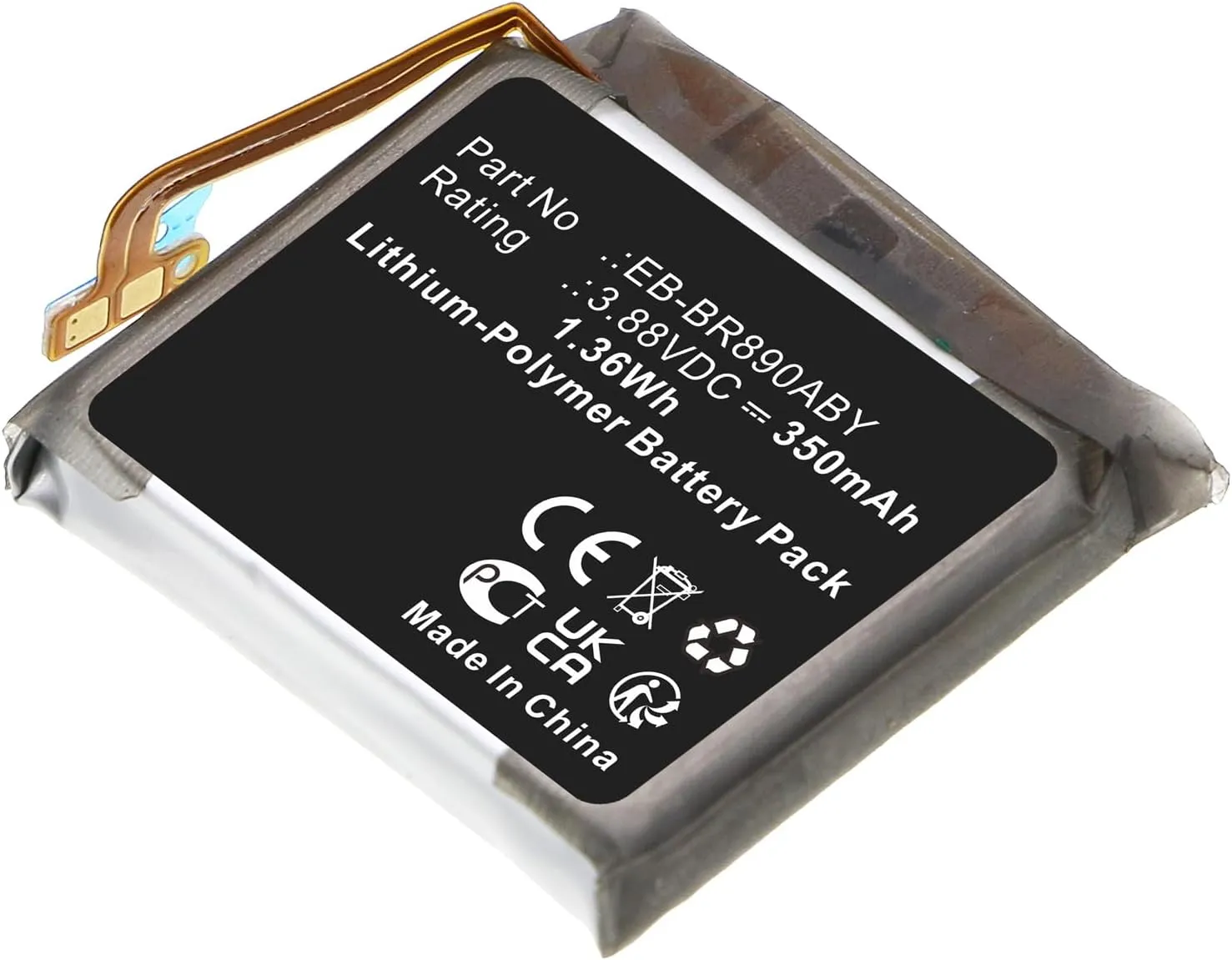 Battery, Compatible with Samsung SM-R870 Smartwatch, (Li-Pol, 3.88V, 350mAh) Ultra High Capacity, Replacement for Samsung EB-BR870ABY Battery Synergy Digital secret apple Smartwatch 