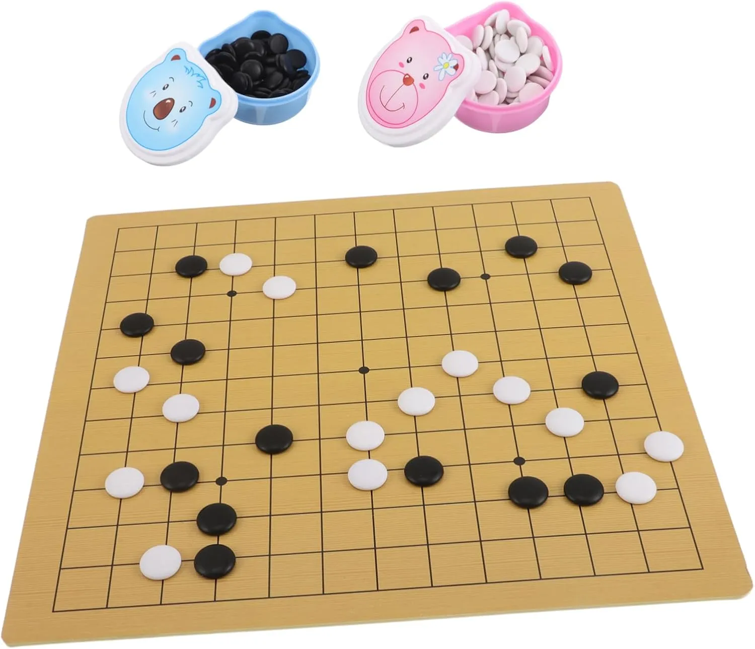 Bear Theme Case Dual Sided Boards for Beginners for Home and Travel Go Chess Set Portable Educational Strategy Game with label convenience adjust retire Engaging 