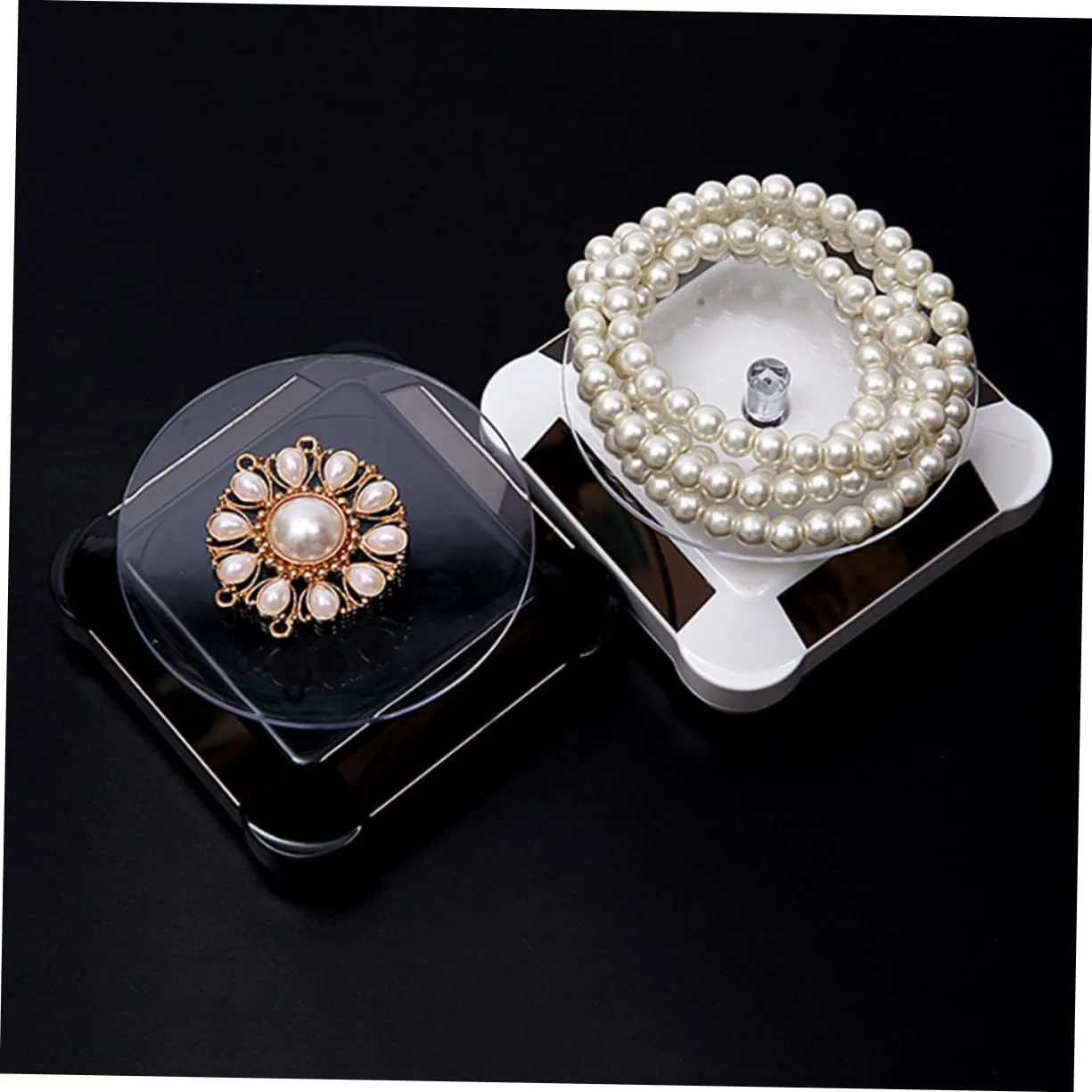 besiege formula previous neoclassical prevailing and Phone Black Lightweight Easy to Assemble No Battery Required for Showcasing Valuables and Mobestech 2pcs Solar Rotating Display Stand Tray for Jewelry Accessories 