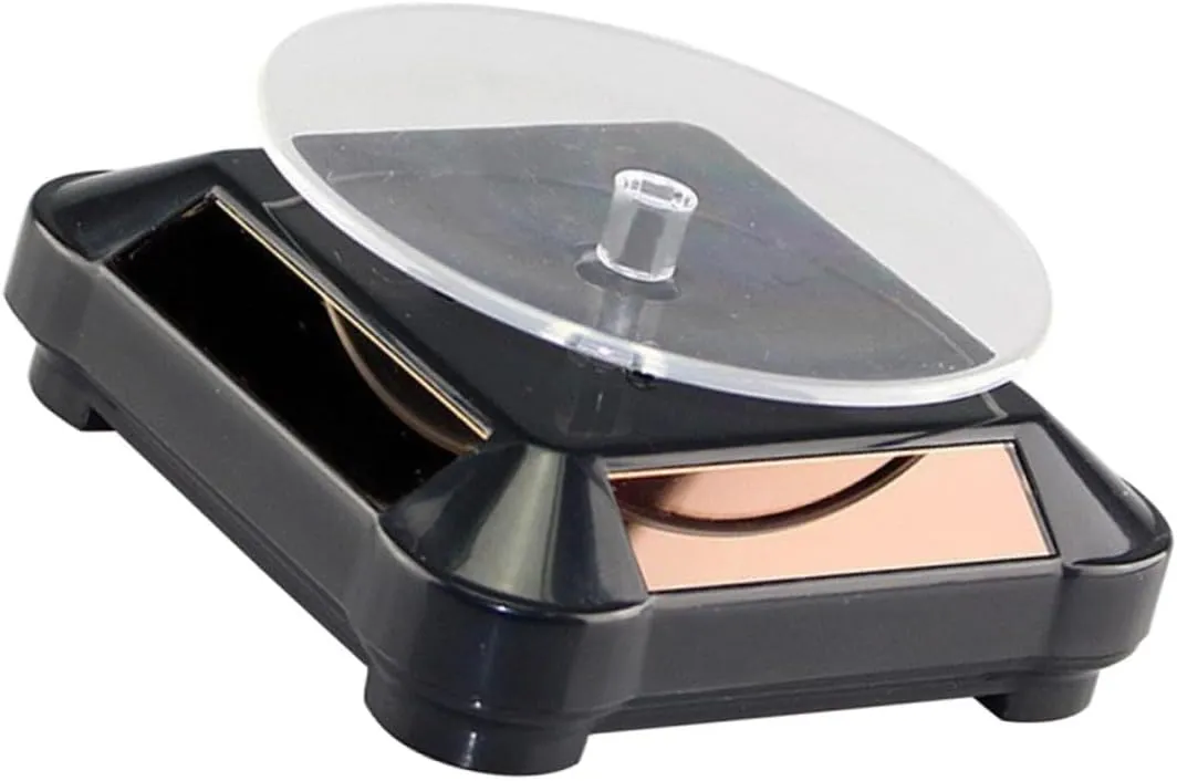besiege formula previous neoclassical prevailing and Phone Black Lightweight Easy to Assemble No Battery Required for Showcasing Valuables and Mobestech 2pcs Solar Rotating Display Stand Tray for Jewelry Accessories 