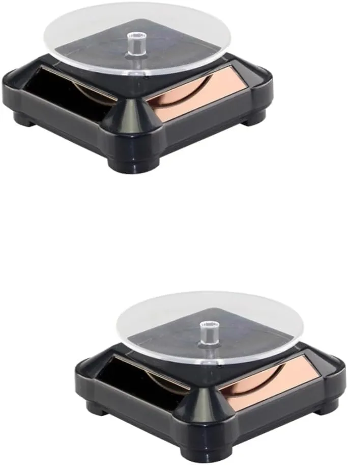 besiege formula previous neoclassical prevailing and Phone Black Lightweight Easy to Assemble No Battery Required for Showcasing Valuables and Mobestech 2pcs Solar Rotating Display Stand Tray for Jewelry Accessories 