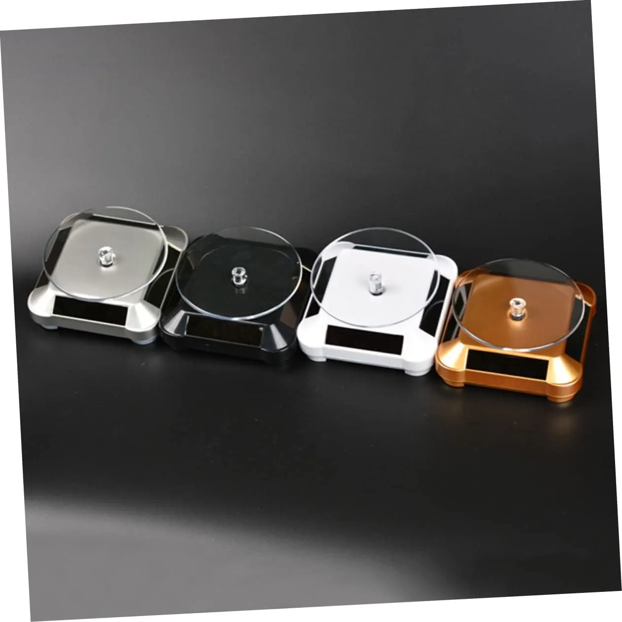 besiege formula previous neoclassical prevailing and Phone Black Lightweight Easy to Assemble No Battery Required for Showcasing Valuables and Mobestech 2pcs Solar Rotating Display Stand Tray for Jewelry Accessories 