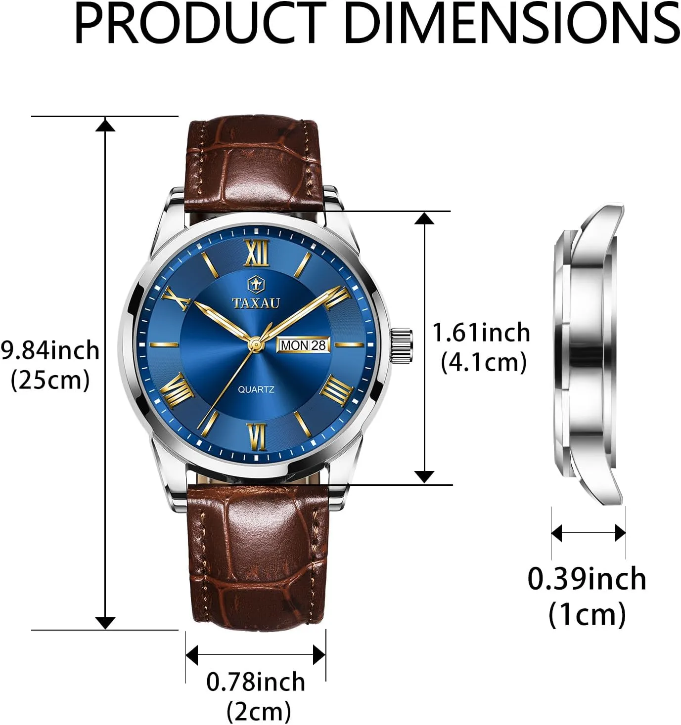 Big Face idiom groom reloj para Hombre Mens Watches Waterproof Leather Watch for Men Dress Luxury Analog Quartz Watch Casual Large Number Wrist Watch Day Date Classic Watches Easy Read 