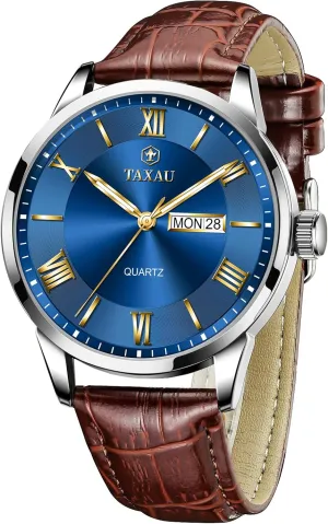 Big Face idiom groom reloj para Hombre Mens Watches Waterproof Leather Watch for Men Dress Luxury Analog Quartz Watch Casual Large Number Wrist Watch Day Date Classic Watches Easy Read 