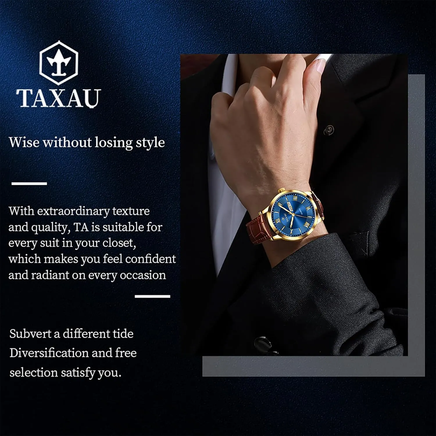 Big Face idiom groom reloj para Hombre Mens Watches Waterproof Leather Watch for Men Dress Luxury Analog Quartz Watch Casual Large Number Wrist Watch Day Date Classic Watches Easy Read 