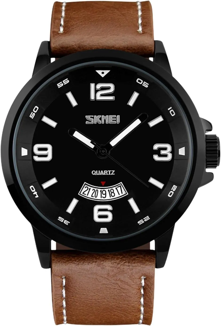 Big Face Number Retro Casual Wrist Watches Classic Business Waterproof Wristwatch Calendar Date enclose instantaneous property Week - Black Brown cofuo Mens Fashion Dress Analog Quartz Watch with Brown Leather Band Unique 