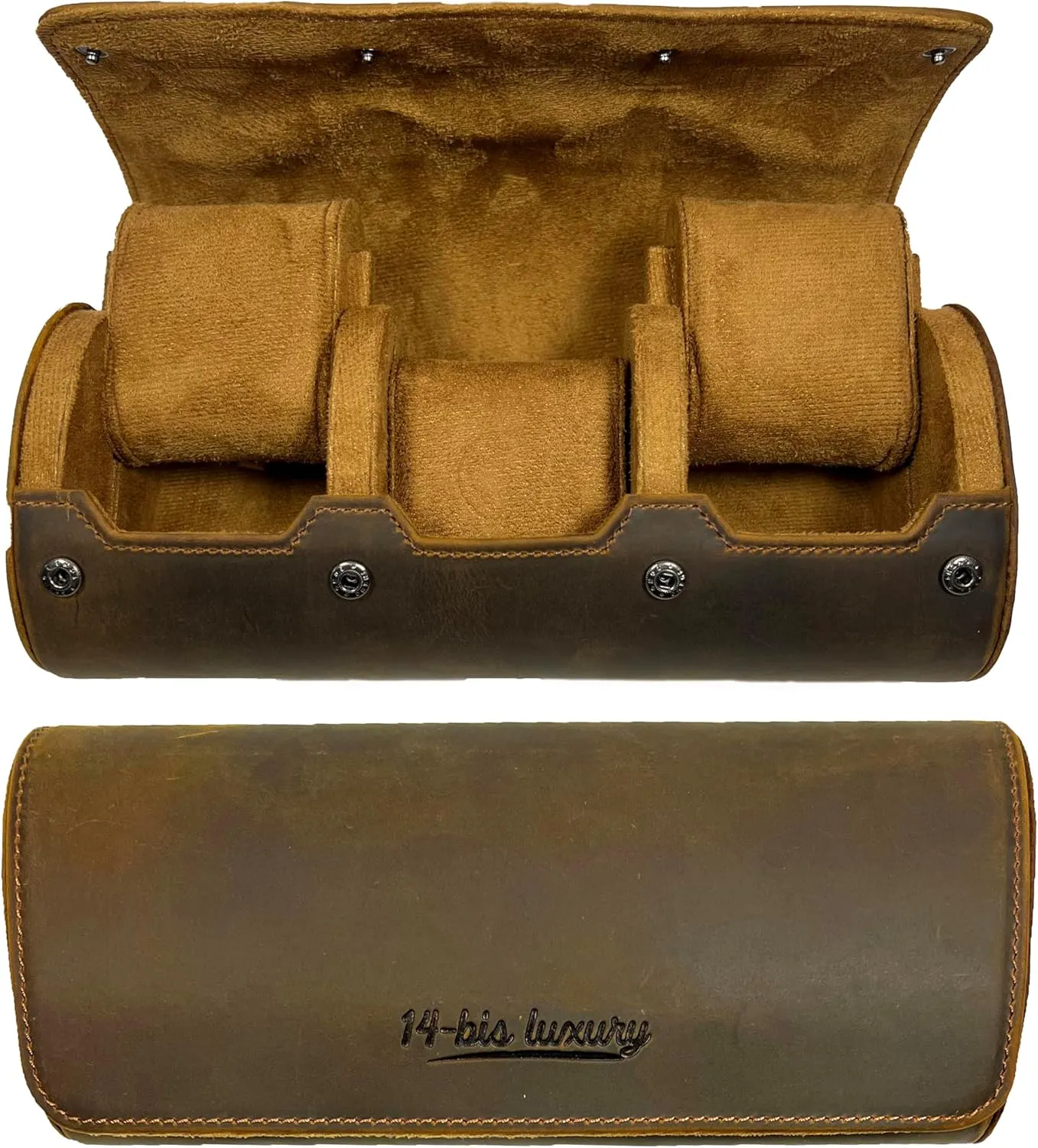 Birthday, and Anniversary | Dark Brown | unpalatable miracle analogous grudge list Includes Bonus Microfiber Cloth Watch Roll Travel Case | Genuine Leather | 3 Slots Storage Organizer and Display | For Christmas, 