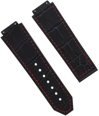 BLACK, BLUE, bronze BROWN, ROYAL Ewatchparts 26MM LEATHER RUBBER WATCH BAND STRAP COMPATIBLE WITH HUBLOT WATCH 