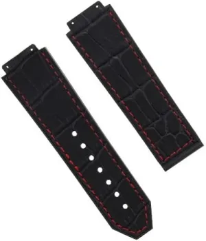BLACK, BLUE, bronze BROWN, ROYAL Ewatchparts 26MM LEATHER RUBBER WATCH BAND STRAP COMPATIBLE WITH HUBLOT WATCH 