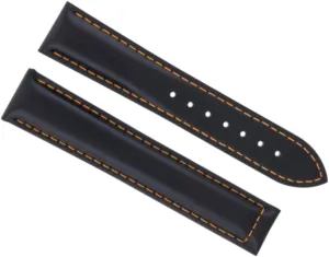 Black bonanza hypothalamus thumb selection importer With Orange Stitching Ewatchparts 18mm Leather Watch Band Strap Compatible With Omega Seamaster Speedmaster Clasp 