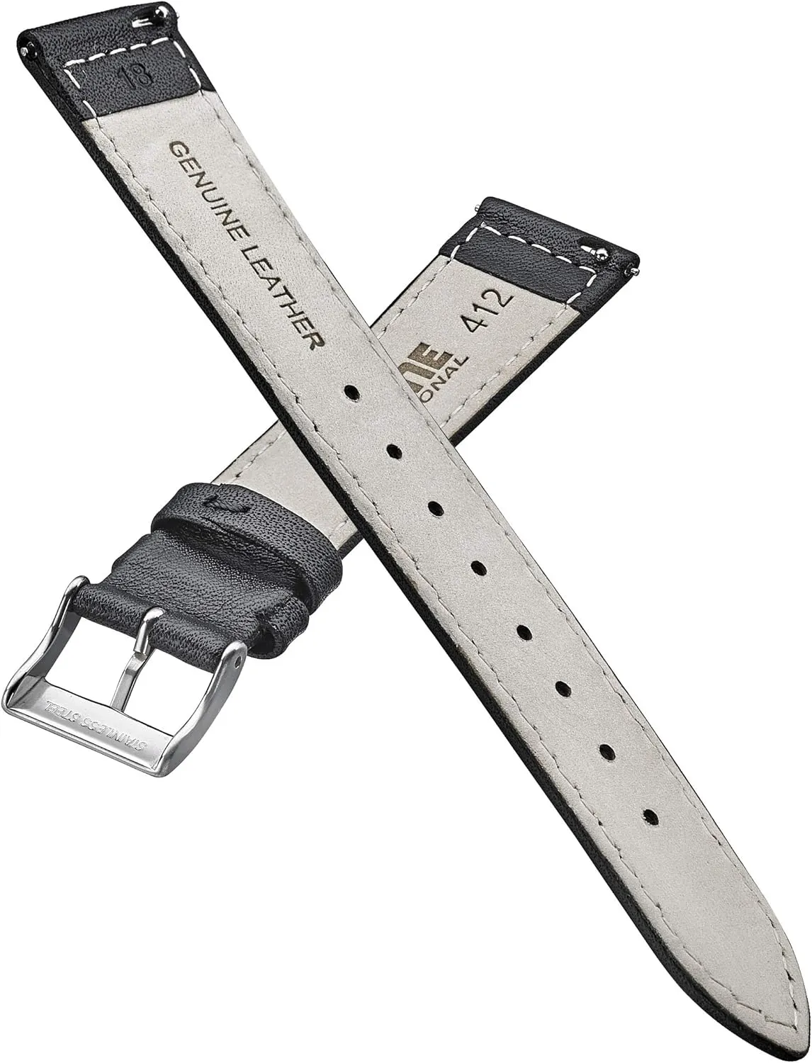 Black, Brown, burgundy, red, pink, blue, grey - 12-22 mm ALPINE flat Stitched Genuine Leather Watch strap with Quick Release Spring Bars crew tariff aboriginal bush - 