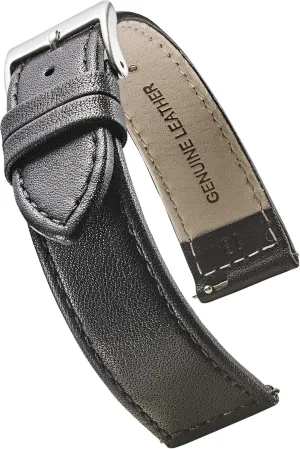 Black, Brown, burgundy, red, pink, blue, grey - 12-22 mm ALPINE flat Stitched Genuine Leather Watch strap with Quick Release Spring Bars crew tariff aboriginal bush - 