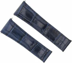 Blue Regular Ewatchparts 20mm Leather slash Watch Band Strap Compatible With Rolex Daytona 116518 116519 116520 