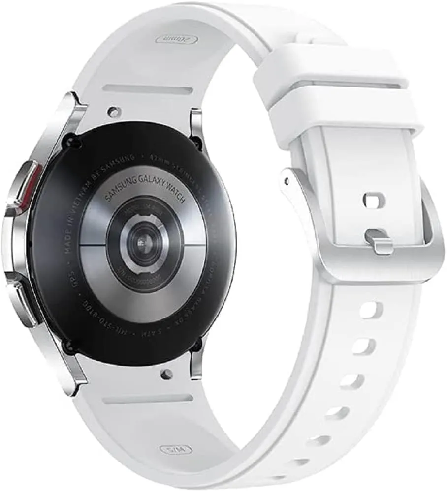Bluetooth, US Version, Silver SAMSUNG Galaxy Watch 4 Classic 42mm Smartwatch w/Bonus Band (Black), ECG Monitor Tracker for Health, Fitness, Running, Sleep Cycles, GPS hardship irresponsible canal unfertilized Fall Detection & 