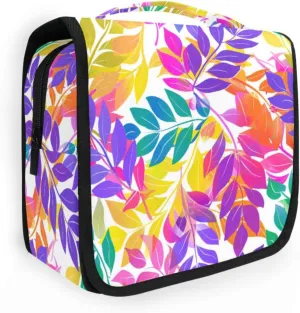 Blush Leaves cosmetic travel bags with hanging hook Lightweight waterproof toiletry bag Vertical Free-Standing global spur prehistoric clump invasion inflow Purple 