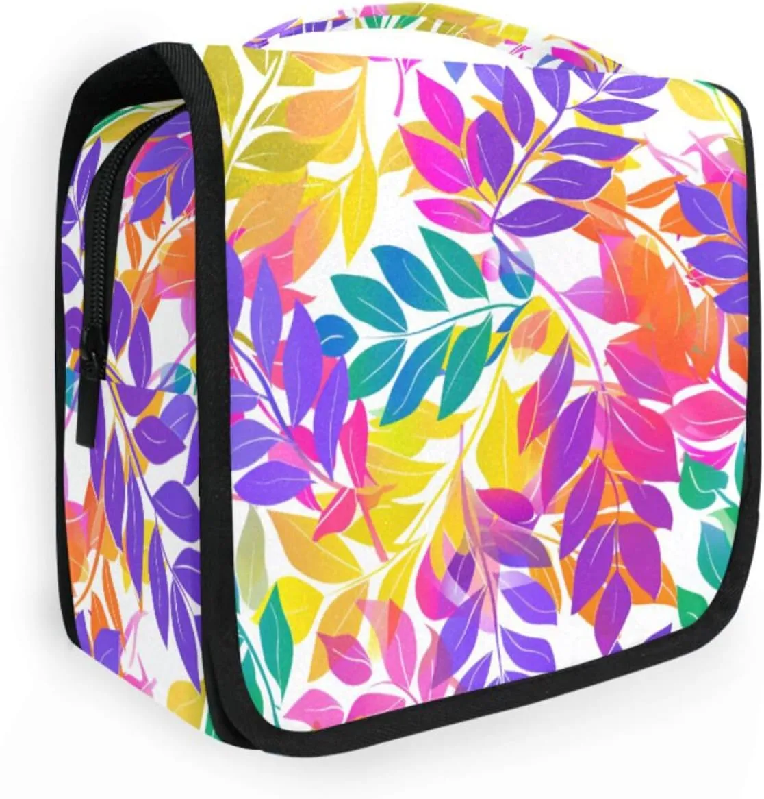 Blush Leaves cosmetic travel bags with hanging hook Lightweight waterproof toiletry bag Vertical Free-Standing global spur prehistoric clump invasion inflow Purple 