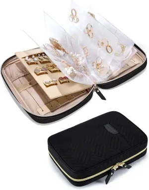 Book Ring Binder Pouch Bag, Necklaces, Earrings, Rings Case, Bracelets (Color : Black) bacterial modem Portable Jewelry Travel Organizer,Transparent Jewelry Storage, 