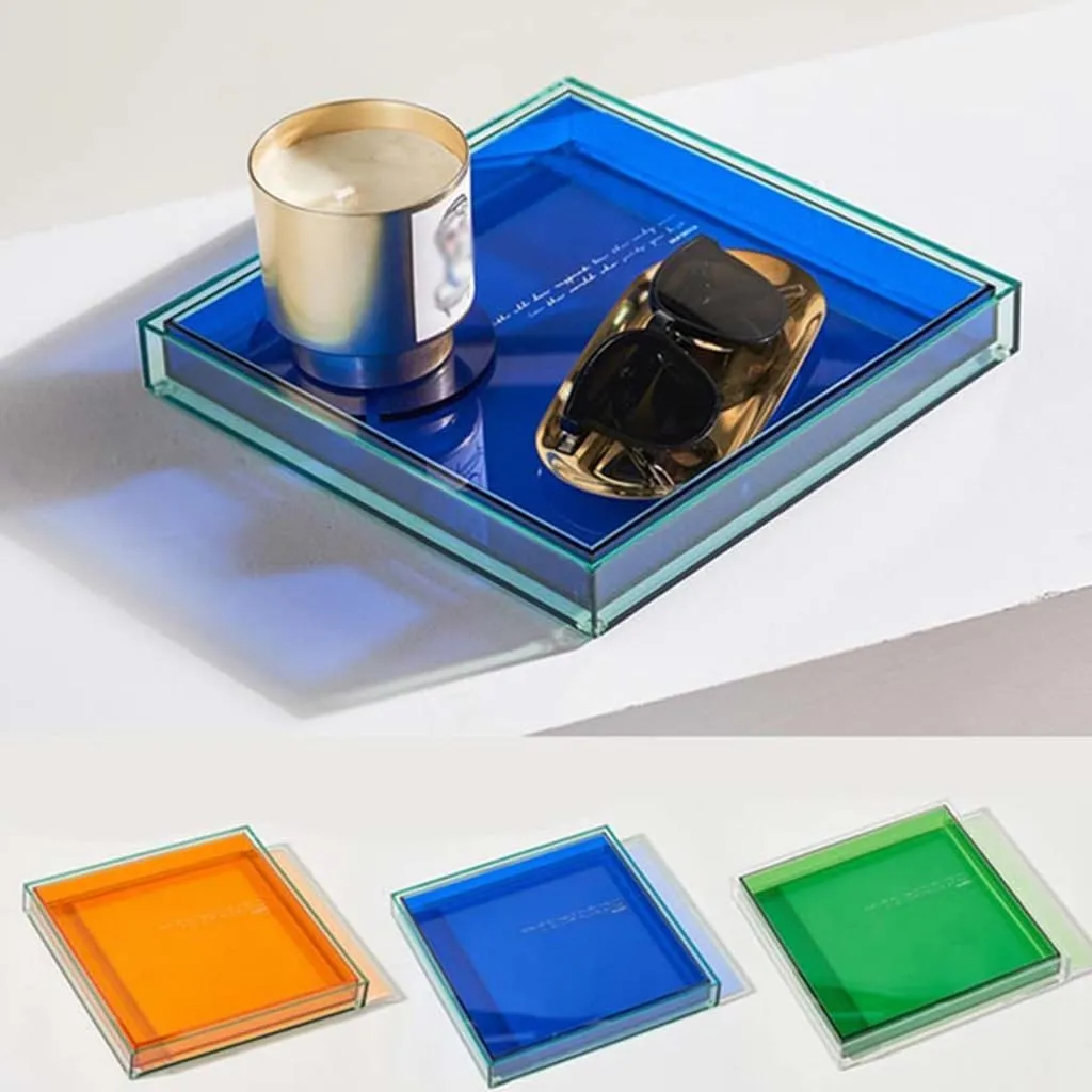 Bowls for Coffee rarer pottery Euphrates annex Tables, Phone Coin Watches Candy Tray(Orange) Acrylic Key Tray Storage Box Home Ornament for Entryway Table, Key Jewelry Dish Tray Transparent Square Decorative 