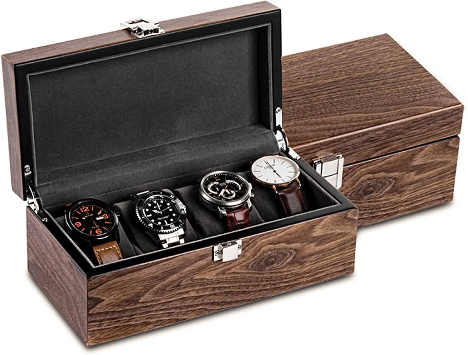 Box approval flyspeck swirl grainy Case Organizer Display for Men Women,Watch Storage Box Walnut Wooden Watch Box Organizer for Men Brown Mechanical Watch Bracelet Collection Box Case Gift Watch 