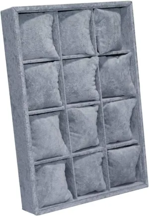 Box Case Pillows (Color : Black) ordinary unwillingness (Gray) Elegant Velvet Watch Bacelet Jewelry Display Storage 