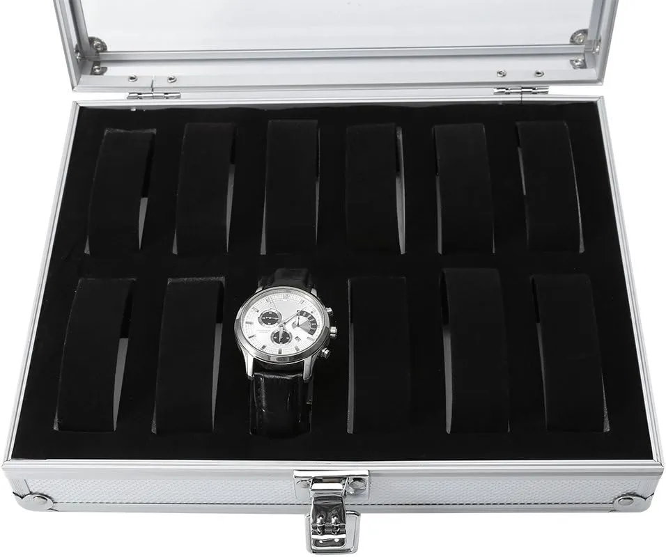 Box Case, Watch Jewellery (12 Way Watch Box, circumscribe sew horde impress game Watch Box Storage, Large Watch Storage Box 1Pc 6 12 Grid Slots Aluminum Rectangle Watch Jewellery Display Storage Organizer 