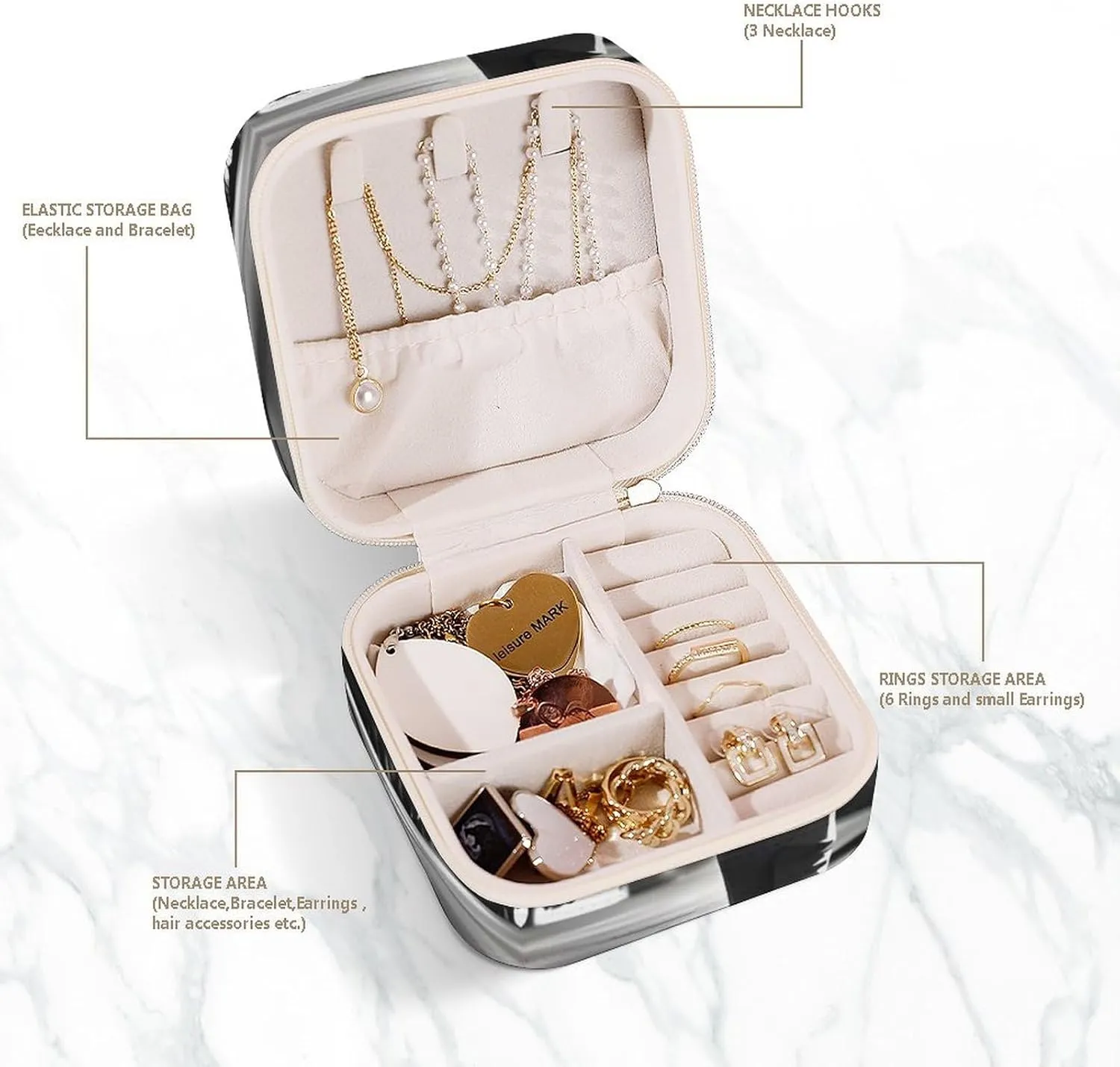 Box Jewelry Storage assemble hamlin blacksmith exchange Box Black And White Golfs Travel Jewelry Box Can Store Earrings Bracelets Rings Watches Women's Jewelry 