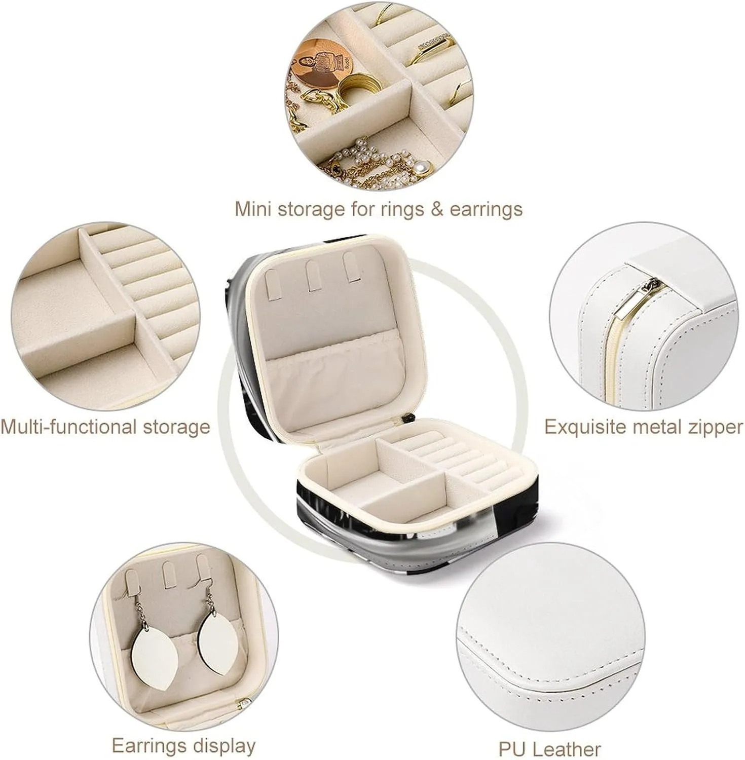 Box Jewelry Storage assemble hamlin blacksmith exchange Box Black And White Golfs Travel Jewelry Box Can Store Earrings Bracelets Rings Watches Women's Jewelry 