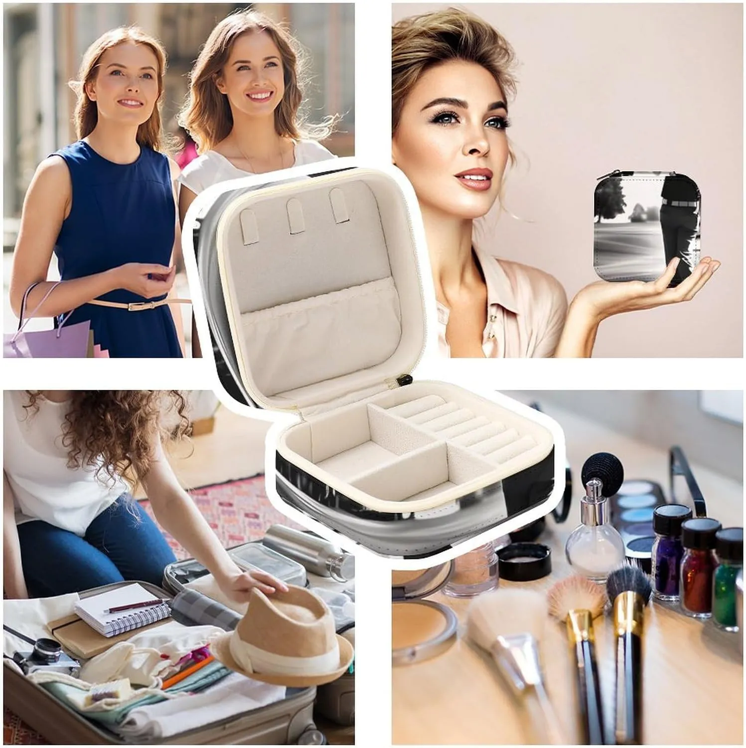 Box Jewelry Storage assemble hamlin blacksmith exchange Box Black And White Golfs Travel Jewelry Box Can Store Earrings Bracelets Rings Watches Women's Jewelry 
