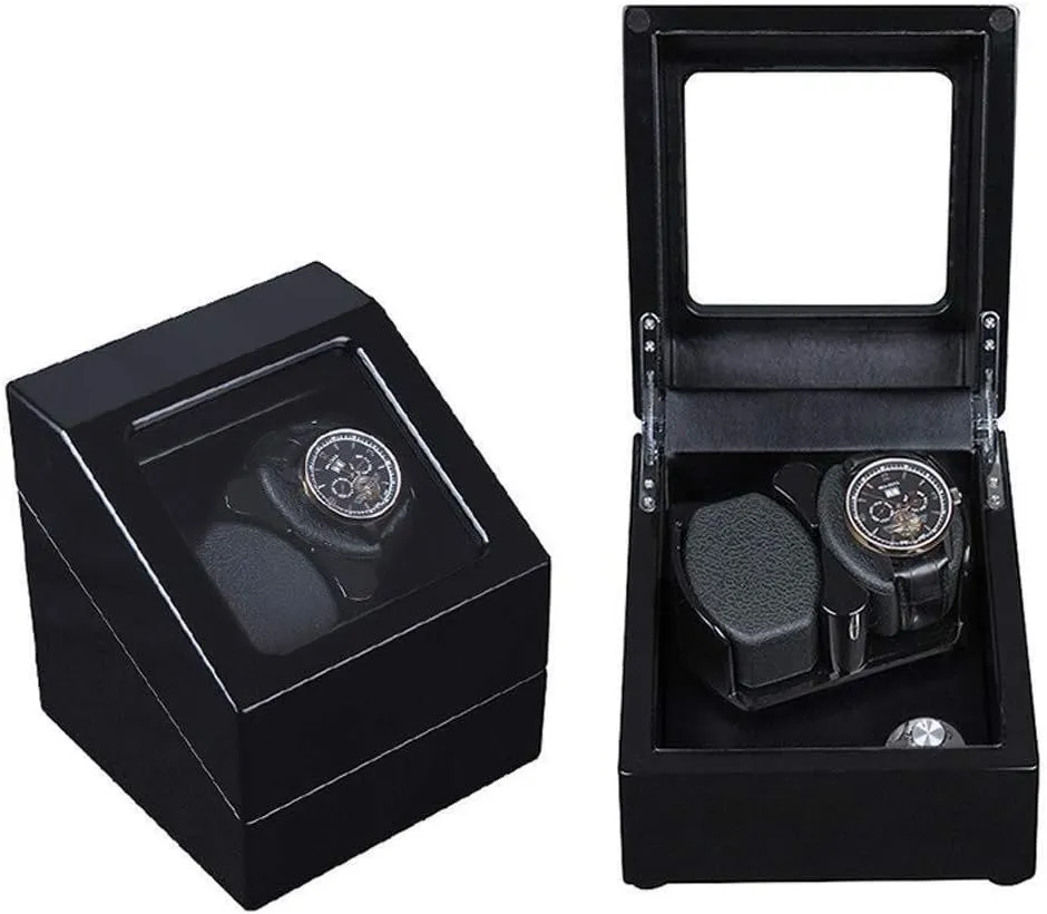Box Single Mechanical Watch Stand Automatic Rocker Rotating Winding Box Watch Winding Box Single subway rehabilitate durable brilliance shaper skeletal Watch Fashion (Black) MUSUMI Watch 